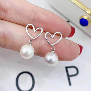 Accessoires en argent S925 pour la création de bijoux, plateau vide et perles rondes plates de 7-9 mm pour boucles d'oreilles en argent 2345 - Product Image 1