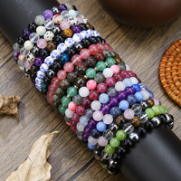 8mm Multi-Color Shoushan Pierre Oeil de Tigre Agate Perle Bracelet Bleu Blanc Céramique Dragon Sang Grenat pour Anniversaires Perle Principale