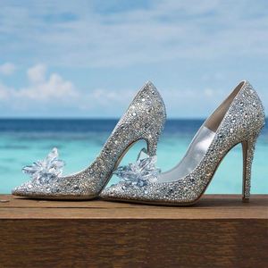 Zapatos de Tacón Alto de 8 cm con Pedrería de Cristal para Novia, Zapatos de Tacón para Mujer, Punta Puntiaguda, Sin Cordones, para Verano e Invierno 2026 - Product Image 3