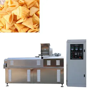 extruded fried corn chips snacks producing extruder machine automatic bugles chips snack processing machine line