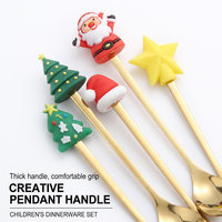Ensemble de cuillères et fourchettes de Noël professionnelles pour la pâtisserie, en acier inoxydable poli miroir, pour café, dessert, fruits, cadeau, vente en gros
