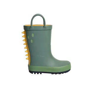 Custom Green dinosaur kids rain boots rain boots for kids anti slip soft water shoes portable Children's rain boots