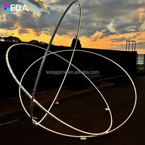 LEDA Outdoor Event Party White Metal <b>Backdrop</b> Wrought Iron Circular LED Background <b>Stand</b> for Wedding - Product Image 3