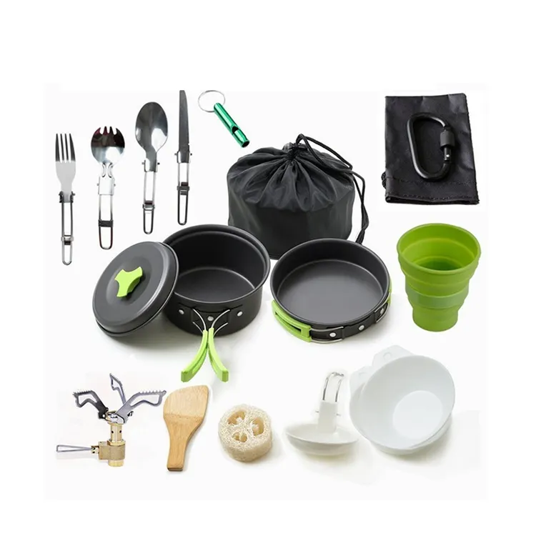 Berkemah Memasak Pot Set Luar Ruangan Memasak Baru Ledakan Antilengket Wajan Alumina Berkemah Pot Set Berkemah Pot Set