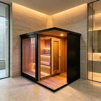 Sauna extérieur multifonctionnel avec douche intégrée, sauna traditionnel en bois massif avec poêle