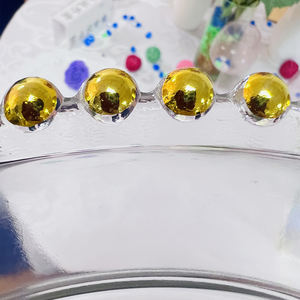 أطباق زجاجية أوروبية بسيطة بحواف ذهبية أنيقة وصديقة للبيئة مقاس 33 سم للحفلات والأعراس - Product Image 4