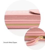 Tas Selempang Kecil Pola Kulit Buaya PU untuk Wanita, Dompet Ponsel dengan Slot Kartu Kredit