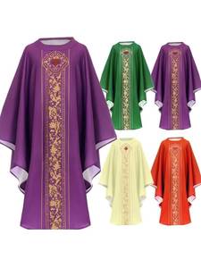Nouvelle Robe de Prêtre Médiévale Vintage, Cape, Soutane, Vêtement Liturgique Imprimé, Costume Unisexe pour Pasteur, Célébrant, Spectacle Scénique - Product Image 1