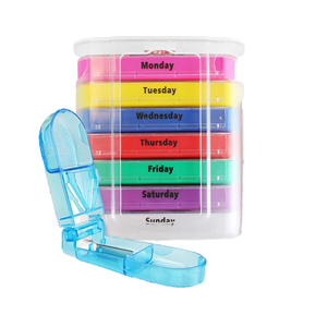 Boîte à pilules hebdomadaire portable en plastique avec 21 compartiments, organisateur de médicaments 3 fois par jour, étui de voyage personnalisé pour vitamines et médicaments MEMOSAN BS1025R - Product Image 3