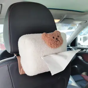 INS Hot Tissue Box Cover Soft Adorable Carton Bear Creative Storage Bag Hanging Pouch Tissue Box Wrapper For Car Home