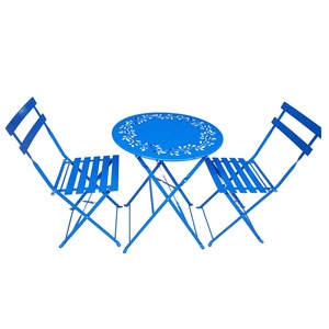 Mesa de comedor y sillas plegables de acero para exteriores de alta calidad, muebles de Patio, juego de bistró para jardín y patio trasero - Product Image 2
