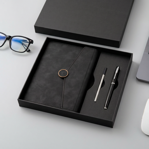 Agenda de Cuero PU con Grabado Premium, Diario Personalizado con Logotipo, Cuaderno de Hojas Sueltas, Planificador, Juego de Regalo con Bolígrafo para Oficina Ejecutiva - Product Image 1