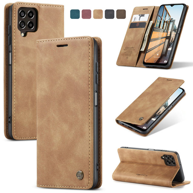 CaseMe Luxury Retro Flip Leather Phone Case for Samsung Galaxy M33 PU Mobile Phone Accessories Compatible with M11 M22 M53