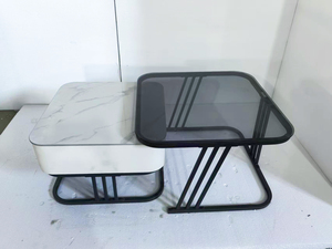 Bàn cà phê thủy tinh sang trọng đặt chân gỗ mở rộng <span class=keywords><strong>MDF</strong></span> cho văn phòng nhà ăn phòng ngủ khách sạn sử dụng bàn cà phê trang trí bằng thép - Product Image 2