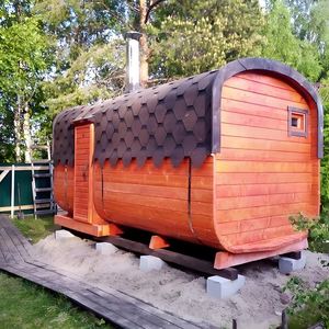 Cedro rojo tradicional 6-8 personas Cubo de madera para exteriores Sala de sauna Panel de control de computadora eléctrica de vapor húmedo de madera maciza para villas - Product Image 5