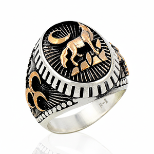 925K Sterling Silver Wolf Three Crescents <b>Men</b> <b>Ring</b> - Product Image 2