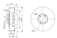 AC-Serie FLW Rückwärtsgekrümmter Radialventilator mit Edelstahlflügeln 220V 2600U/min 280FLW2 245W IP44 Kugellager