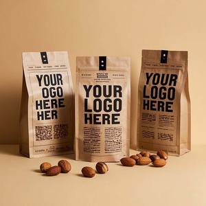 Pochette à fond carré en gros pochettes en papier kraft sac gousset à fermeture éclair givré transparent pour cacahuète en grains de café - Product Image 3