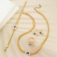 Ensemble de 4 colliers en acier inoxydable avec pendentifs lettre S et signe dollar, style Moyen-Orient