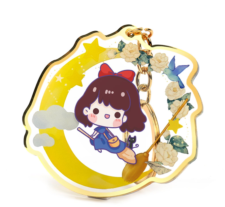 Custom Anime Ring Plastic Hologram Acrylic KeyChain Laser Cut Blank Glitter Maker Photo Print Acrylic KeyChain