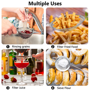 Colador de Malla Extra Fina de Acero Inoxidable con Mango, 3 Piezas, Tamiz para Harina, Colador de Té - Product Image 6