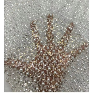 Paillettes <span class=keywords><strong>tulle</strong></span> meilleure qualité <span class=keywords><strong>rouge</strong></span> perlé dentelle robe sequin tissu mariée mariage perlé dentelle tissu - Product Image 1