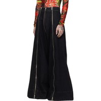Pantalon en jean noir pour homme, coupe évasée extrême, avec fermeture éclair intégrale, prix d'usine, vente en gros OEM ODM, faible MOQ