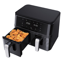 Friteuse à double panier avec contrôle numérique intelligent Fenêtre de visualisation Grande capacité de 9L pour 4 aliments