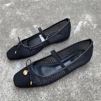 Chaussures plates décontractées Mary Jane pour femmes, à bout carré, style ballerine, en maille respirante, Sandalias De Mujer