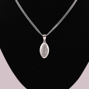 Colgante en forma de bola de rugby de oro macizo de 14 quilates con diamante redondo pequeño cultivado en laboratorio Unisex para todas las ocasiones Hip Hop elegante para fiesta - Product Image 6