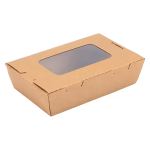 Embalaje de alimentos de papel desechable Bio to <span class=keywords><strong>Go</strong></span> Caja de comida Contenedor Papel Kraft <span class=keywords><strong>Pasta</strong></span> Sushi Caja de embalaje con ventana - Product Image 3