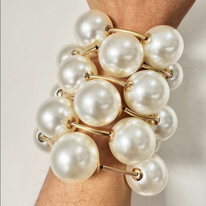 Kaimei 2026 Gioielli alla Moda Bracciale Punk Placcato Oro 18K con Grandi Perle a Sfera 30mm Bracciale Rigido Super Grande a Bolle - Product Image 3