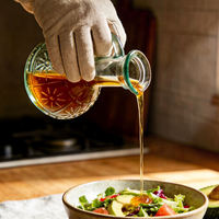 Distributeur d'huile d'olive et de vinaigre en verre vert avec couvercle en liège, bouteille hermétique pour condiments, design carré, lot de 4 pour assaisonnement de cuisine
