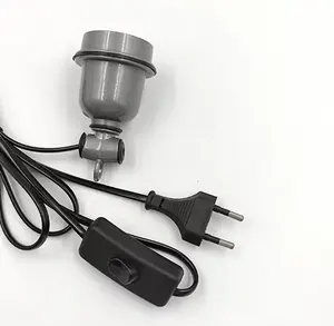 Wire plug international standard 0.75mm 303 switch EU round plug E27 Waterproof high temperature resistant ceramic lamp holder