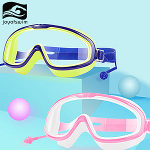 एचडी बाल खेल डाइविंग स्विमिंग गॉगल मजाकिया सर्फ कान प्लग एंटी-फॉग और एंटी- यूव चश्मा समायोज्य बड़े फ्रेम सिलिकॉन गैसकेट बच्चों - Product Image 4