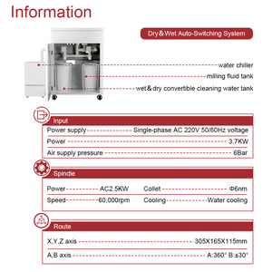 Tecnologia per Attrezzature Dentali: Fresatrice CAD CAM a 5 Assi con Sistema di Raffreddamento ad Acqua per Taglio a Secco e Umido - Product Image 3