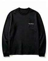 Sweat-shirt à col rond surdimensionné pour homme, noir, poche poitrine, DingweiBaimei, manches longues, streetwear décontracté, pull-over, 100% coton tricoté