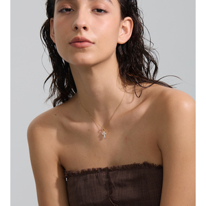 JINYOU 3763 Hochwertige exquisite vergoldete Edelstahl kette Zirkonia Kreuz Anhänger Halskette - Product Image 3