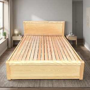 Cama de Plataforma Doble/King de Madera Maciza de Roble Estilo Japonés Moderno, con Capacidad de Carga de 200kg-450kg para Dormitorio/Hogar - Product Image 2