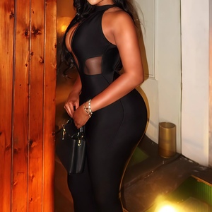 Combinaison longue moulante sexy sans manches à col halter et dos nu de couleur unie, nouvelle collection automne pour femme - Product Image 5