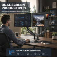 Soporte de Monitor Doble Ajustable para Oficina y Juegos, Ahorro de Espacio, Montaje con Abrazadera en C, Carga de 2 a 9 Kilogramos, VESA
