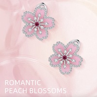 Anting-anting tusuk bunga persik klasik berlapis emas 18k perak sterling 925, penjepit telinga untuk pesta pertunangan, pernikahan, ulang tahun wanita