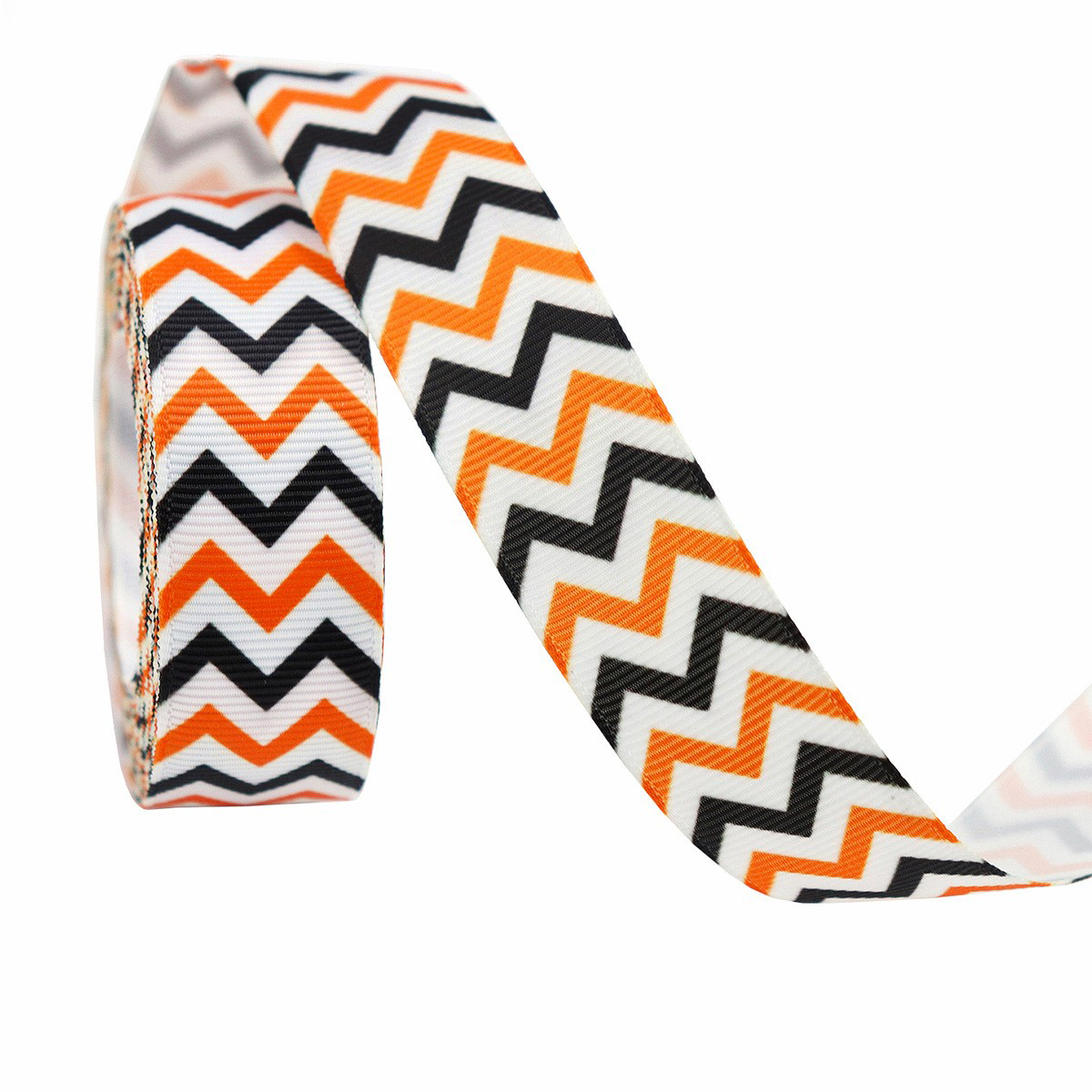 Rayure Chevron-Orange Noir Blanc-2,2 cm * 10 m