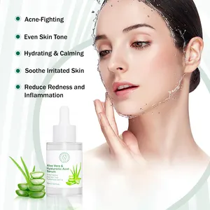 Suero Facial de ácido hialurónico blanqueador personalizado al por mayor, suero Facial hidratante de mucina de Caracol AHA láctico de Aloe Vera