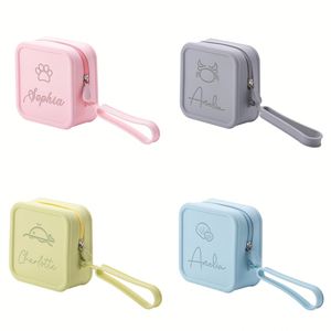 Custom Name Square Silicone Cosmetic Waterproof Small <b>Makeup</b> Pouch Laser Engraved <b>Travel</b> Toiletry <b>Bag</b> Women - Product Image 1