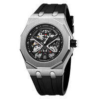 Reloj Automático Chino con Movimiento Automático, Reloj de Pulsera de Goma para Hombre, Reloj Casual de 44 mm