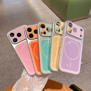 เคสโทรศัพท์แม่เหล็กสีพื้นหรูหราสำหรับ Apple iPhone 18 17 16 15 14 Plus 13 Pro Max PC ฝาครอบกล้องหน้าต่างขนาดใหญ่ - Product Image 2