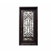Porte d'entrée commerciale moderne en fer forgé fait main 36 * 80 * Design antivol pour villa Designs de portes en fer forgé