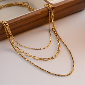Collier à chaînes superposées en or, design géométrique, multi-brins, pour femmes, bijoux de mode, origine Jinhua - Product Image 4