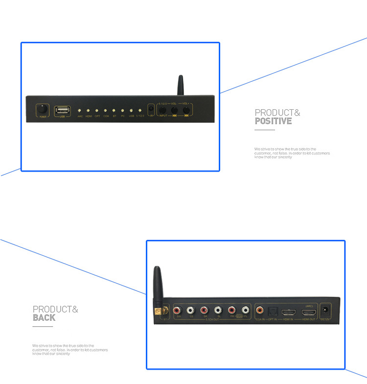 Decoder 5.1CH with Bluetooth Receiver Audio Converter 5.1 MP3 USB  Amplifier DAC Spdif For Home Theater Sound KTV Play